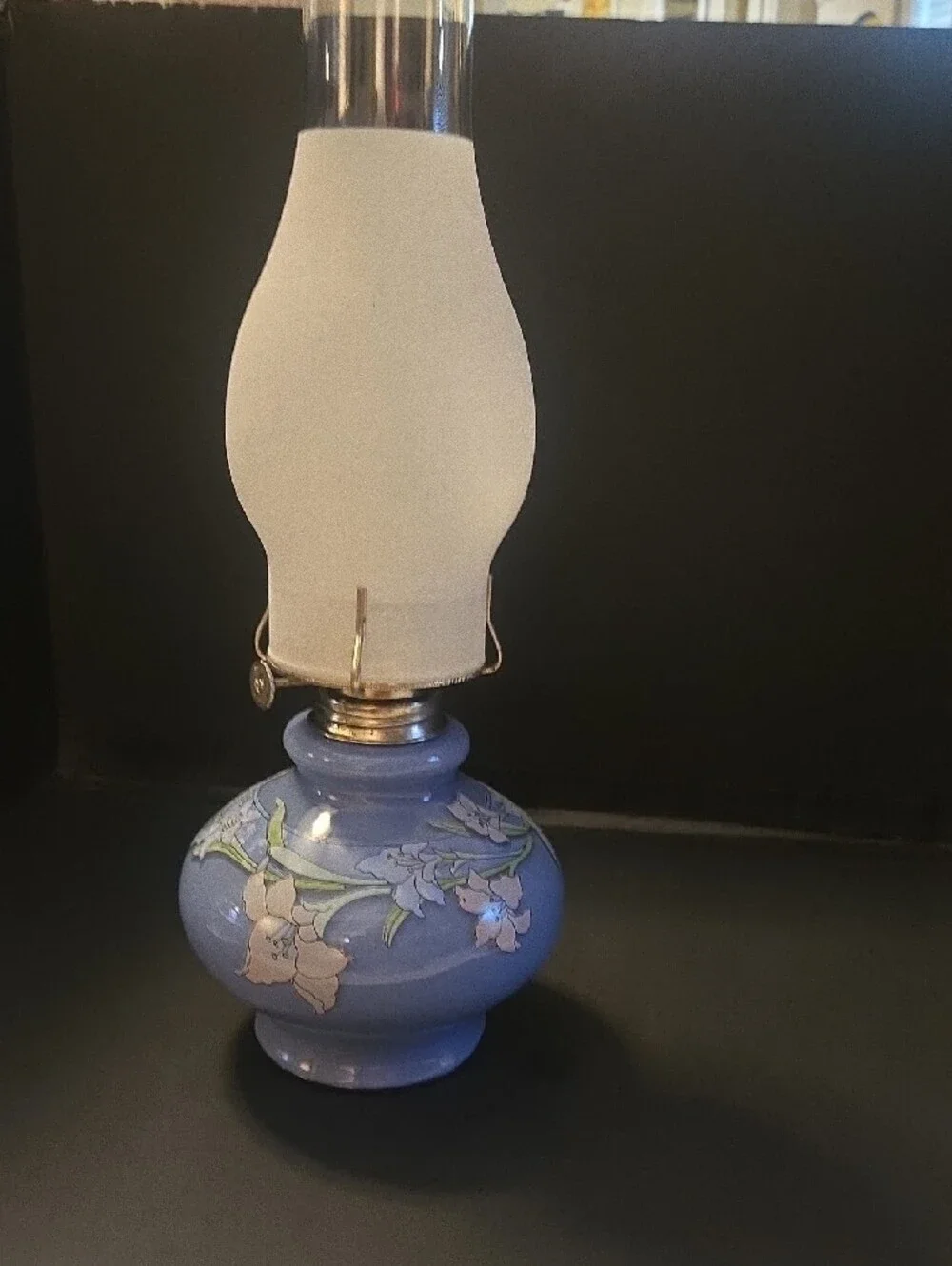 Kaadan Vintage  Blue Lily Floral Oil Lantern - Home Accents